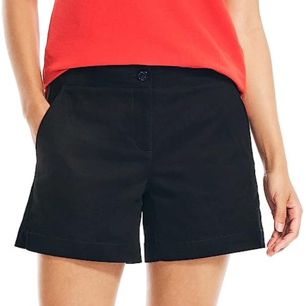 NWoT Nautica Womens Mid Rise Summer Sport Shorts Pockets Black Size 8 $50 FF392